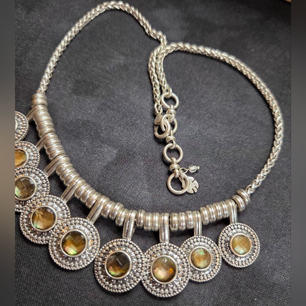 Vintage Lucky Brad Silverton Multi-Disc Abalone Look Statement Necklace - Picture 5 of 9